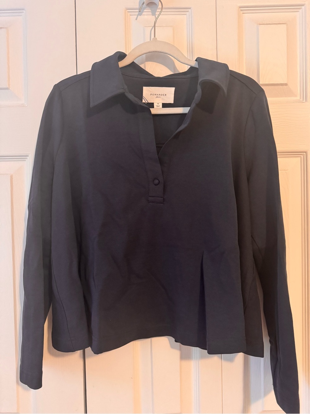 Tuckernuck Pomander Place Navy Button-Front Long Sleeve Top